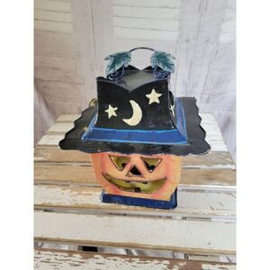 Metal pumpkin candle holder‎ lantern light Hallowee